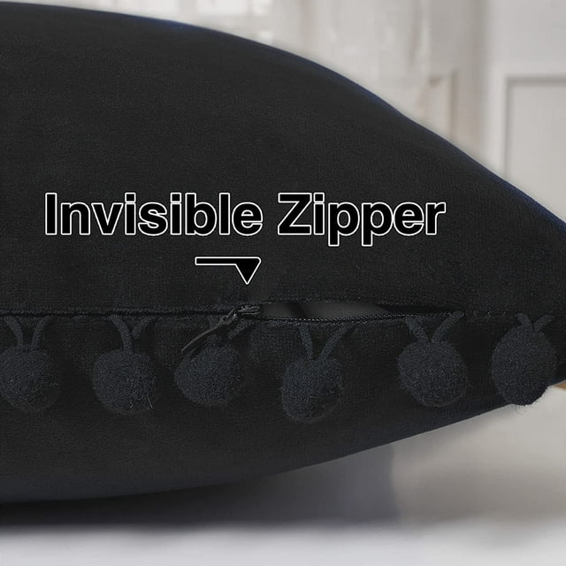 KNOTTING HOME Velvet Pompom Cushion Cover Throw Pillow Covers for Sofa Living Room