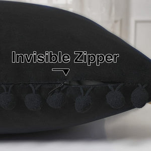 KNOTTING HOME Velvet Pompom Cushion Cover Throw Pillow Covers for Sofa Living Room