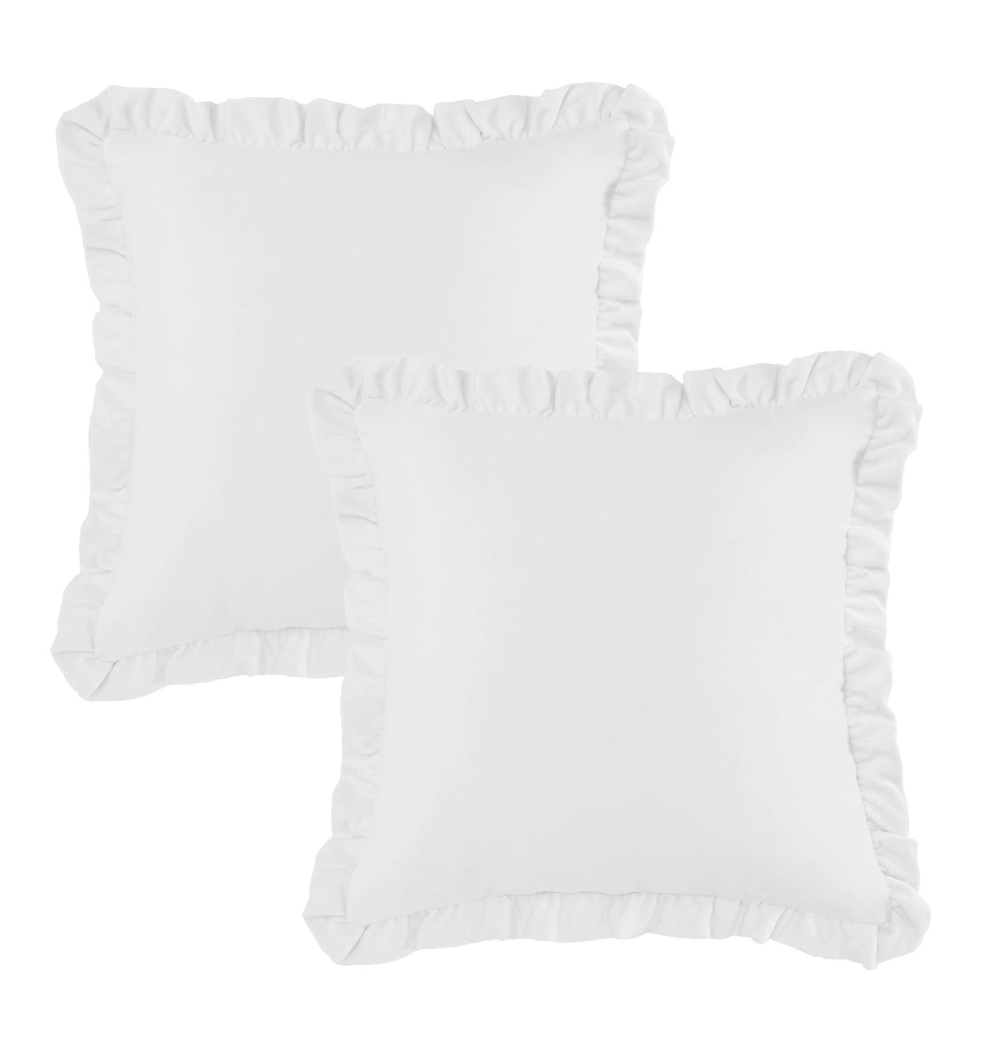 KNOTTING HOME Velvet Decorative Ruffle Cushion Pillow Covers for Sofa Couch and Home decor In White color