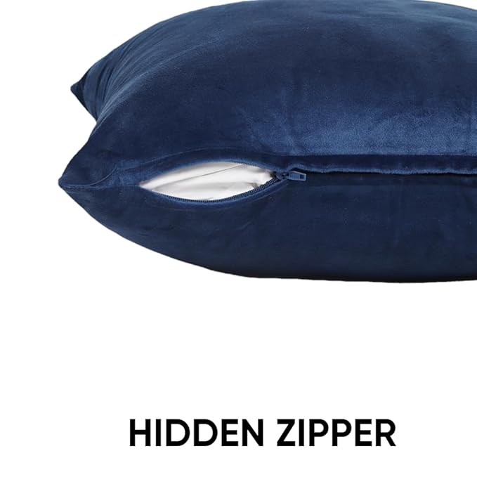 KNOTTING HOME Velvet Plain Decorative Throw Pillow Covers Soft Solid Square Cushion Cover Pillow Decor, Blue color