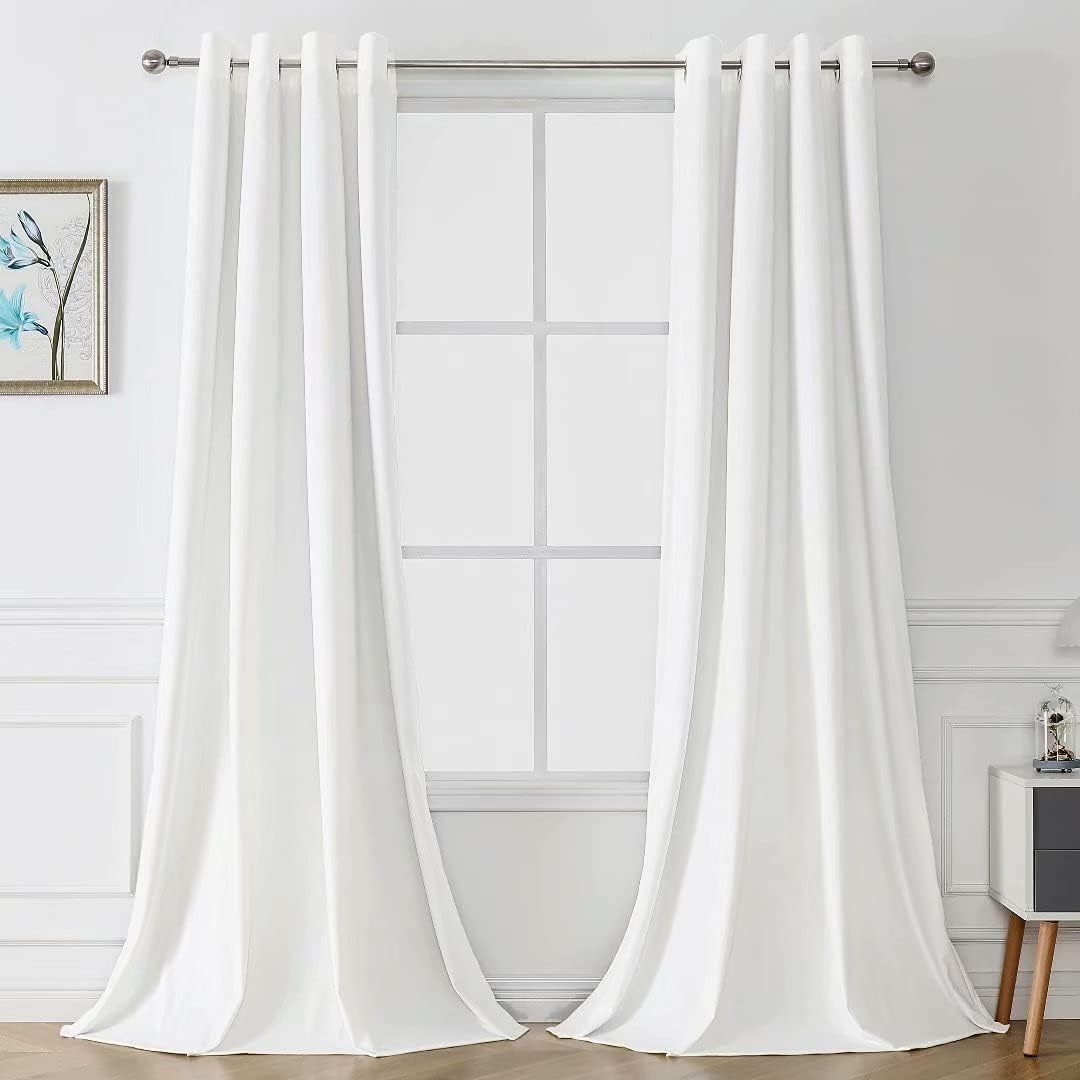 KNOTTING HOME Room Darkening Plain Velvet Eyelet Door Curtains for Living Room ,Bedroom ,Kitchen in White Color
