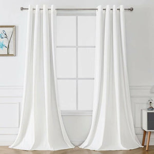 KNOTTING HOME Room Darkening Plain Velvet Eyelet Door Curtains for Living Room ,Bedroom ,Kitchen in White Color
