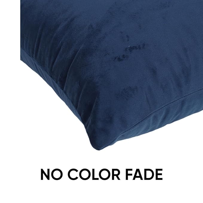 KNOTTING HOME Velvet Plain Decorative Throw Pillow Covers Soft Solid Square Cushion Cover Pillow Decor, Blue color