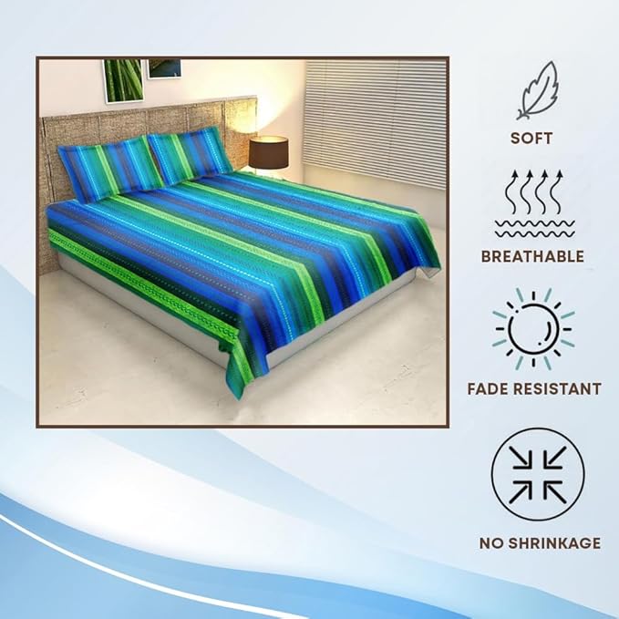 KNOTTING HOME Cotton 120 GSM Bedsheet with Pillow Cover |Super Soft, Durable Chadar for Bedroom