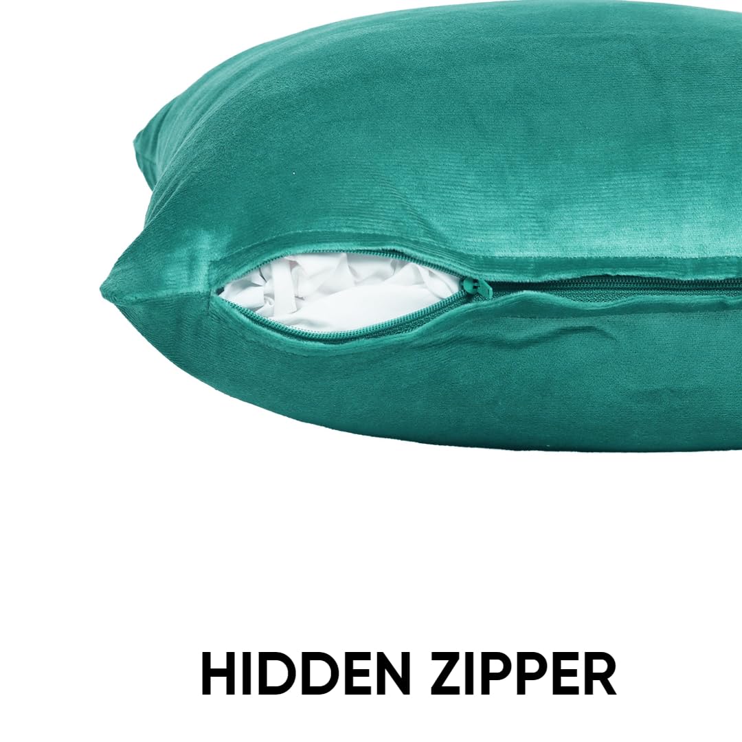 KNOTTING HOME Velvet Plain Decorative Throw Pillow Covers Soft Solid Square Cushion Cover Pillow Decor, Teal color