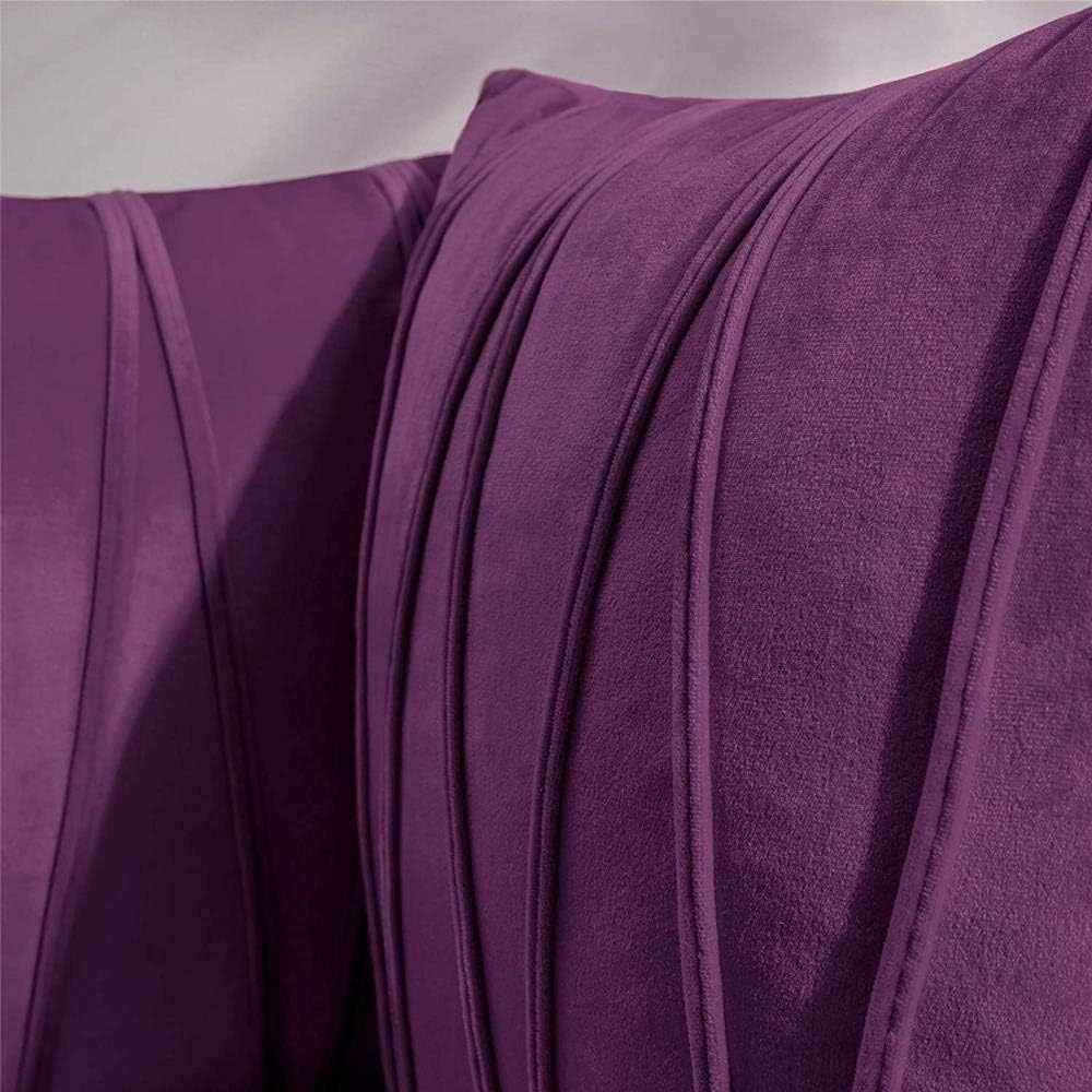 Knotting Home Decorative Striped Throw Pillow Covers Purple Color Soft Solid Velvet Pillow Covers Cushion Case with Zigzag Pattern for Sofa Bedroom