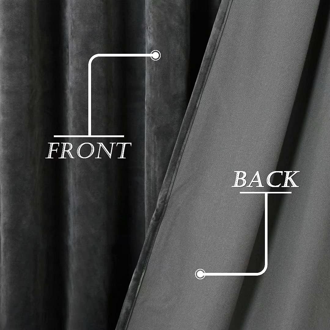 KNOTTING HOME Room Darkening Plain Velvet Eyelet Door Curtains for Living Room ,Bedroom ,Kitchen in Grey Color