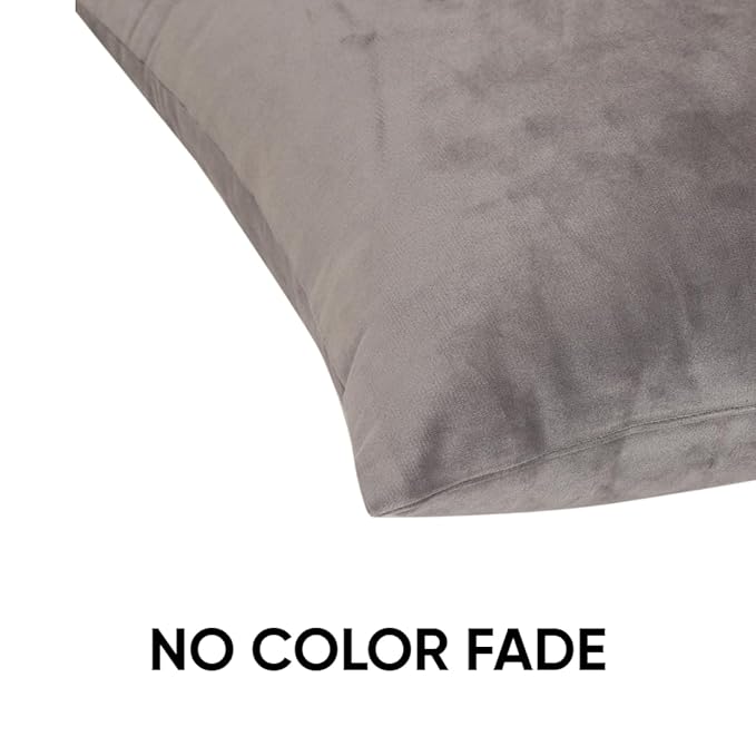 KNOTTING HOME Velvet Plain Decorative Throw Pillow Covers Soft Solid Square Cushion Cover Pillow Decor, Silver color