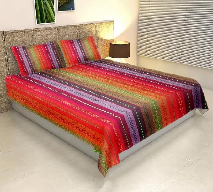 KNOTTING HOME Cotton 120 GSM Bedsheet with Pillow Cover |Super Soft, Durable Chadar for Bedroom