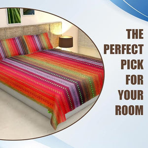 KNOTTING HOME Cotton 120 GSM Bedsheet with Pillow Cover |Super Soft, Durable Chadar for Bedroom