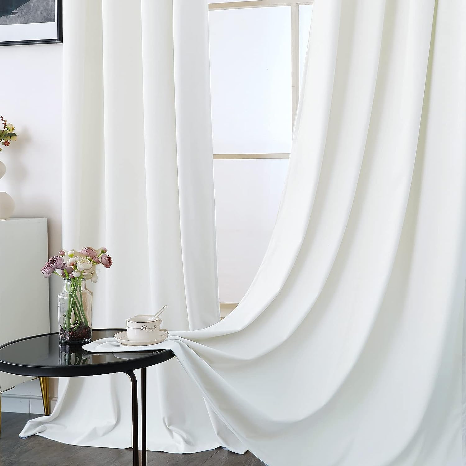 KNOTTING HOME Room Darkening Plain Velvet Eyelet Door Curtains for Living Room ,Bedroom ,Kitchen in White Color