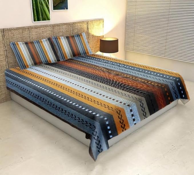 KNOTTING HOME Cotton 120 GSM Bedsheet with Pillow Cover |Super Soft, Durable Chadar for Bedroom