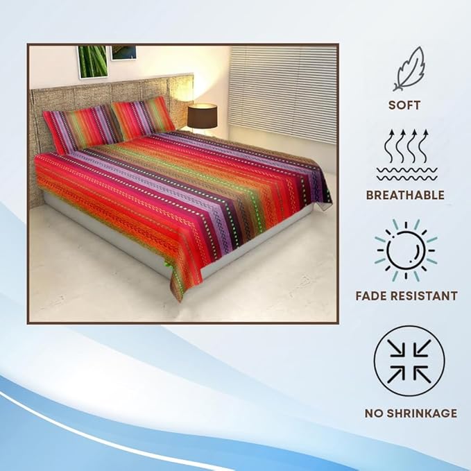 KNOTTING HOME Cotton 120 GSM Bedsheet with Pillow Cover |Super Soft, Durable Chadar for Bedroom