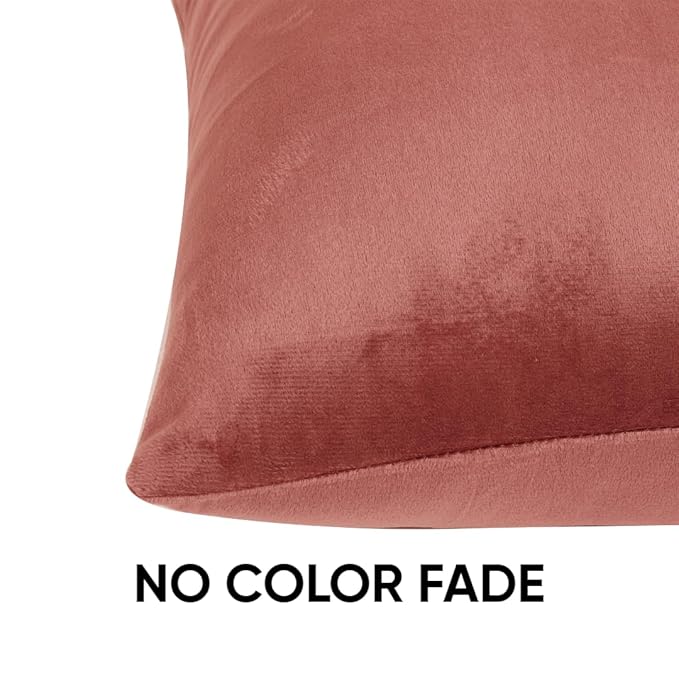 KNOTTING HOME Velvet Plain Decorative Throw Pillow Covers Soft Solid Square Cushion Cover Pillow Decor, Blush color
