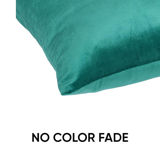 KNOTTING HOME Velvet Plain Decorative Throw Pillow Covers Soft Solid Square Cushion Cover Pillow Decor, Teal color