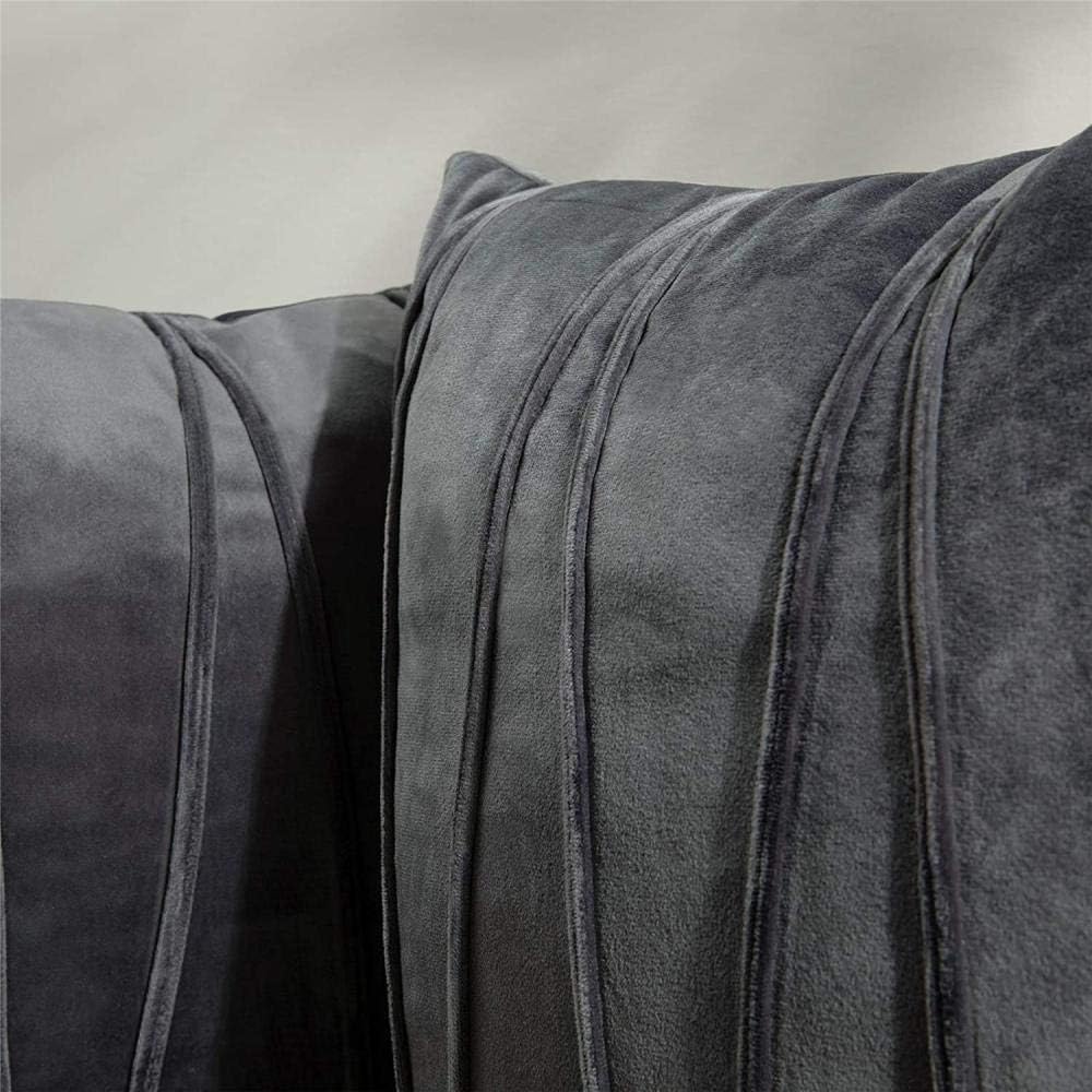 Knotting Home Decorative Striped Throw Pillow Covers  Grey Color ,Soft Solid Velvet Pillow Covers Cushion Case with Zigzag Pattern for Sofa Bedroom