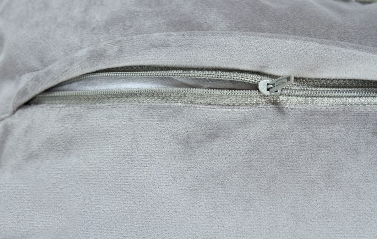 KNOTTING HOME Velvet Decorative Ruffle Cushion Pillow Covers for Sofa Couch and Home decor In Silver Color