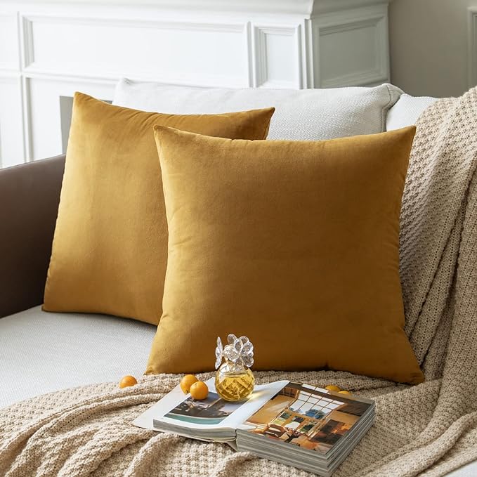 KNOTTING HOME Velvet Pompom Decorative Throw Pillow Covers Soft Solid Square Cushion Cover P