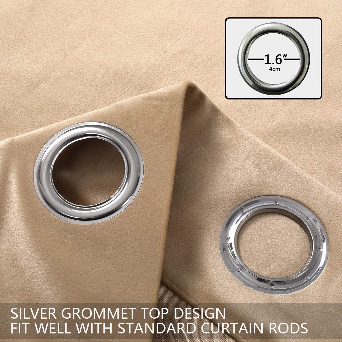 KNOTTING HOME Room Darkening Plain Velvet Eyelet Door Curtains for Living Room ,Bedroom ,Kitchen in Beige Color