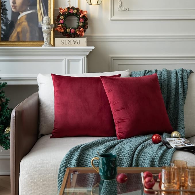 KNOTTING HOME  Velvet Decorative Throw Pillow Covers Soft Solid Square Cushion Cover Pillow Decor
