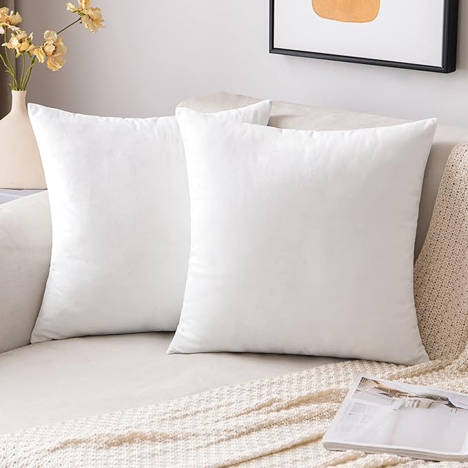 KNOTTING HOME Velvet Plain Decorative Throw Pillow Covers Soft Solid Square Cushion Cover Pillow Decor, White color