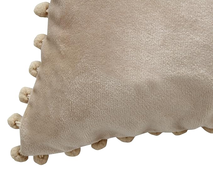 KNOTTING HOME Velvet Pompom Cushion Cover  Large Square Throw Pillow Covers for Sofa Living Room