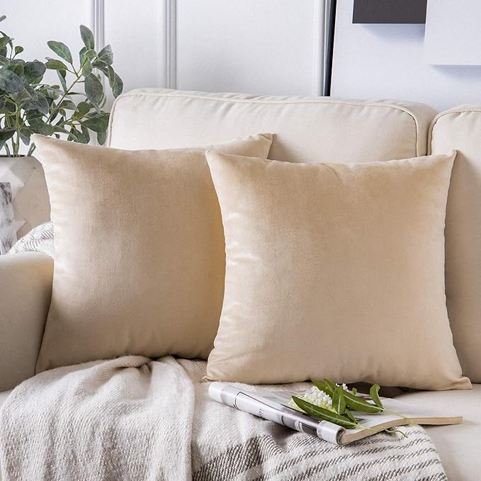 KNOTTING HOME  Velvet Decorative Throw Pillow Covers Soft Solid Square Cushion Cover Pillow Decor