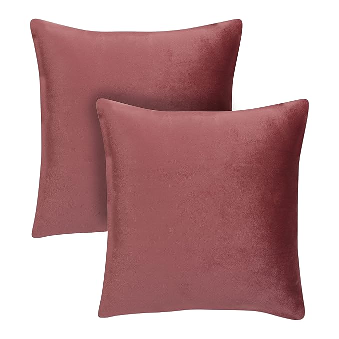 KNOTTING HOME Velvet Plain Decorative Throw Pillow Covers Soft Solid Square Cushion Cover Pillow Decor, Blush color