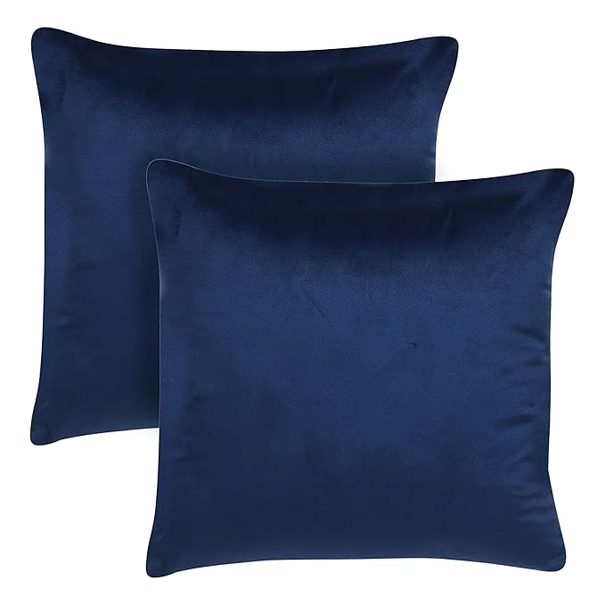 KNOTTING HOME Velvet Plain Decorative Throw Pillow Covers Soft Solid Square Cushion Cover Pillow Decor, Blue color