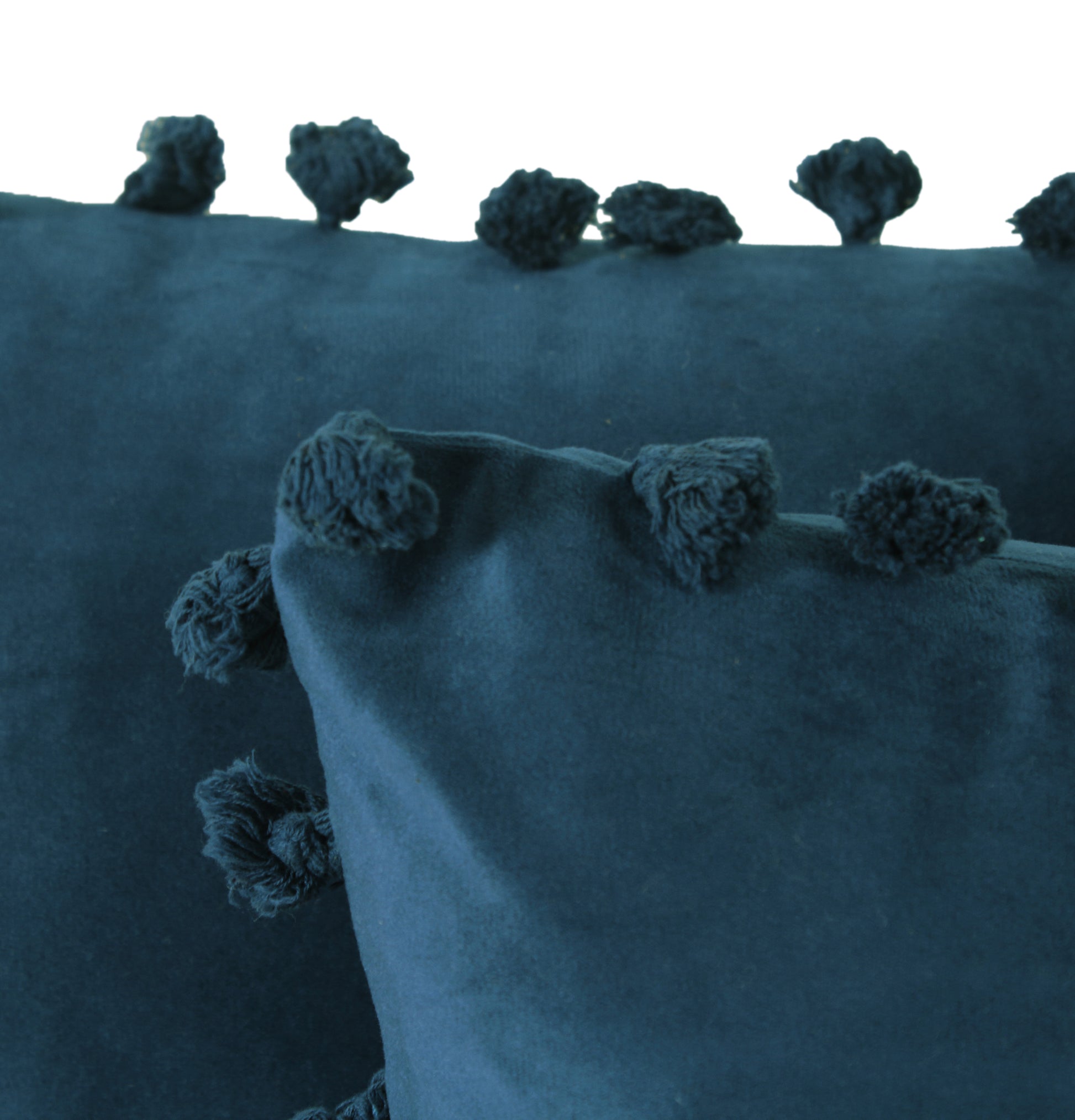KNOTTING HOME Velvet Tassels Fringe Design Cushion Cover Throw Pillow Covers for Sofa Living Room in Blue Color