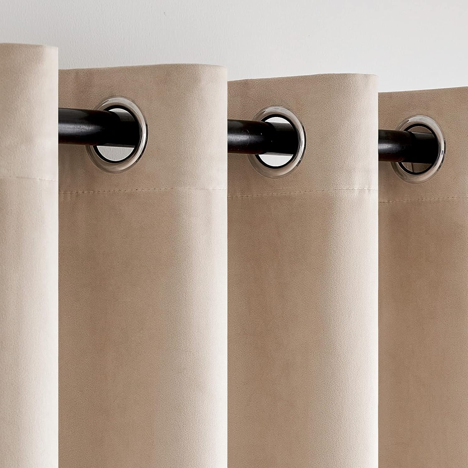 KNOTTING HOME Room Darkening Plain Velvet Eyelet Door Curtains for Living Room ,Bedroom ,Kitchen in Beige Color