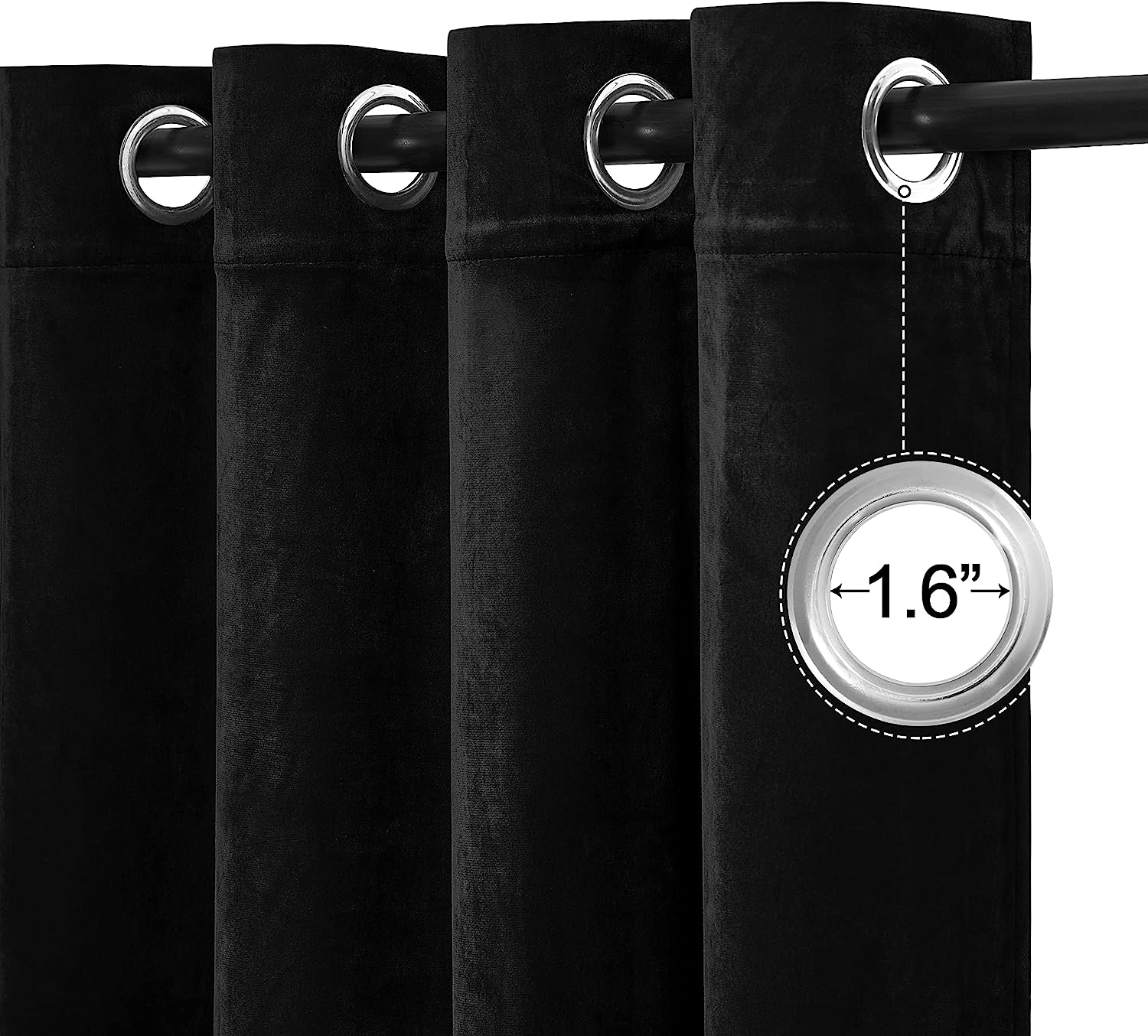 KNOTTING HOME Room Darkening Plain Velvet Eyelet Door Curtains for Living Room ,Bedroom ,Kitchen in Black Color