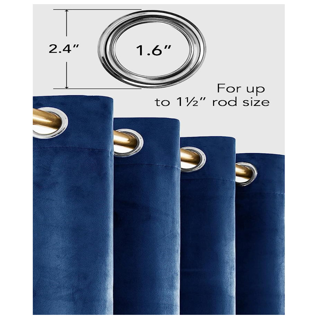 KNOTTING HOME Room Darkening Plain Velvet Eyelet Door Curtains for Living Room ,Bedroom ,Kitchen in Blue Color