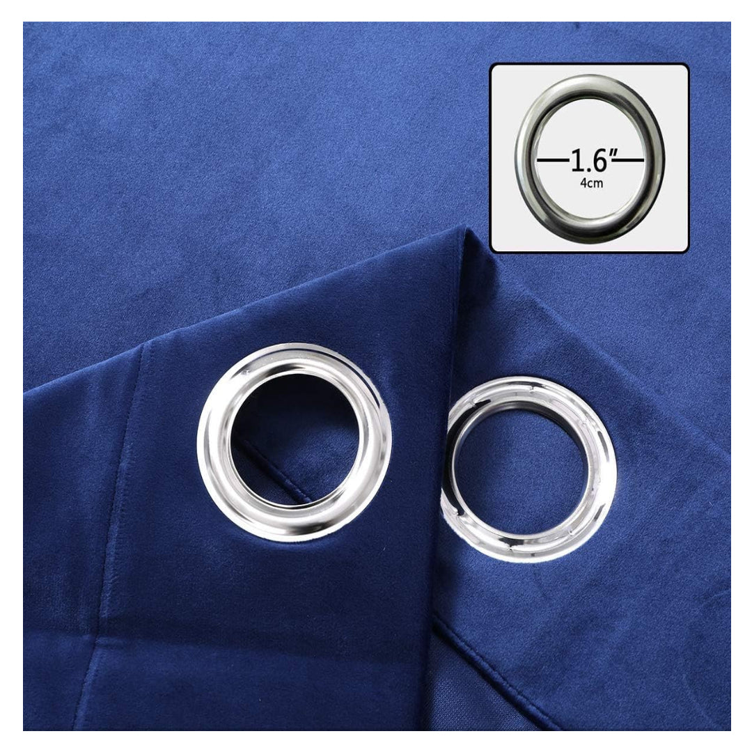 KNOTTING HOME Room Darkening Plain Velvet Eyelet Door Curtains for Living Room ,Bedroom ,Kitchen in Blue Color