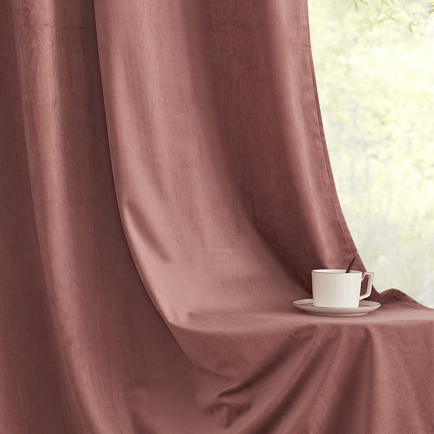 KNOTTING HOME Room Darkening Plain Velvet Eyelet Door Curtains for Living Room ,Bedroom ,Kitchen in Blush Color