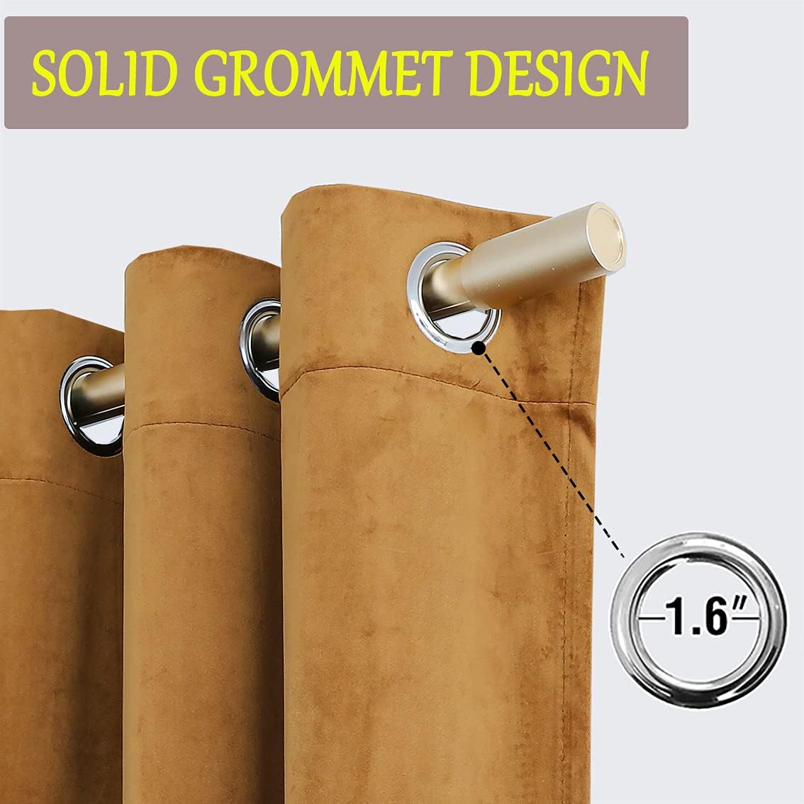 KNOTTING HOME Velvet Eyelet Door Curtains with pom pom Lace for Living Room Bedroom Kitchen in Brown Color