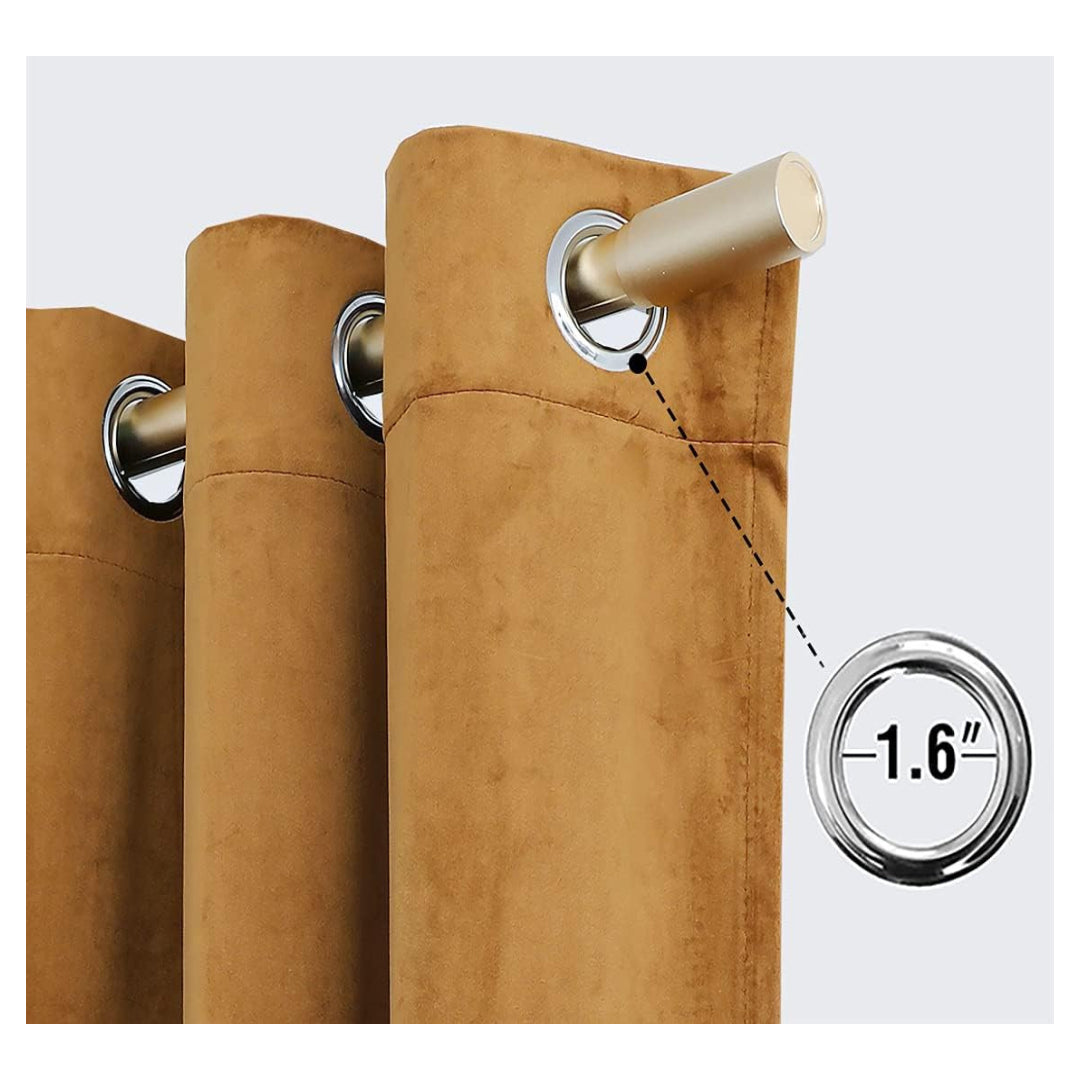 KNOTTING HOME Room Darkening Plain Velvet Eyelet Door Curtains for Living Room ,Bedroom ,Kitchen in Brown Color