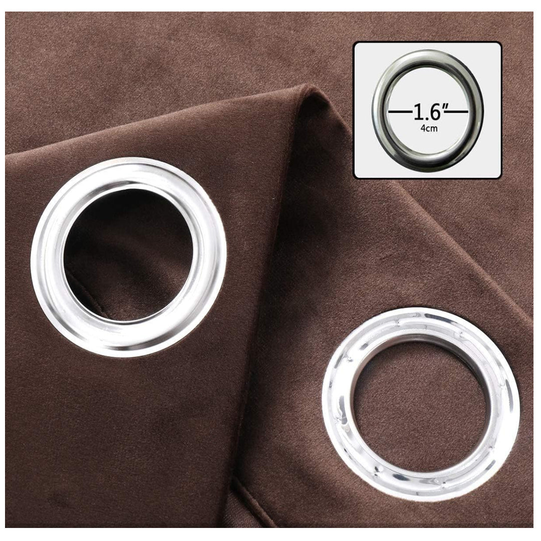KNOTTING HOME Room Darkening Plain Velvet Eyelet Door Curtains for Living Room ,Bedroom ,Kitchen in Coffee Color