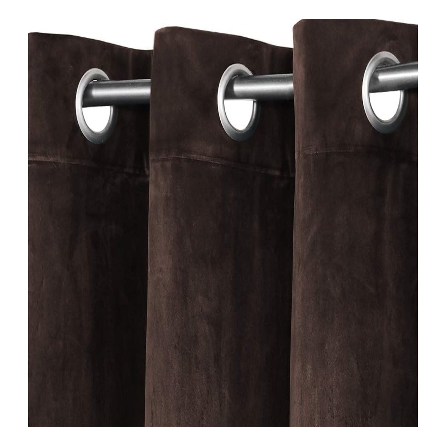 KNOTTING HOME Room Darkening Plain Velvet Eyelet Door Curtains for Living Room ,Bedroom ,Kitchen in Coffee Color
