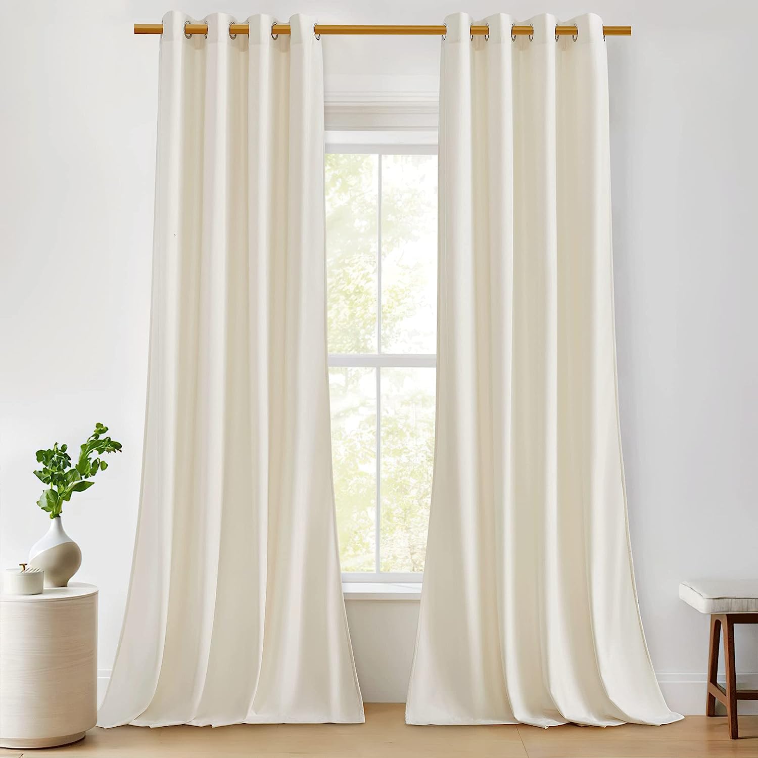KNOTTING HOME Room Darkening Plain Velvet Eyelet Door Curtains for Living Room ,Bedroom ,Kitchen in Cream Color