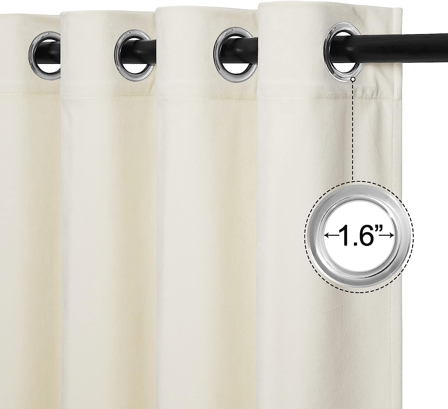 KNOTTING HOME Room Darkening Plain Velvet Eyelet Door Curtains for Living Room ,Bedroom ,Kitchen in Cream Color