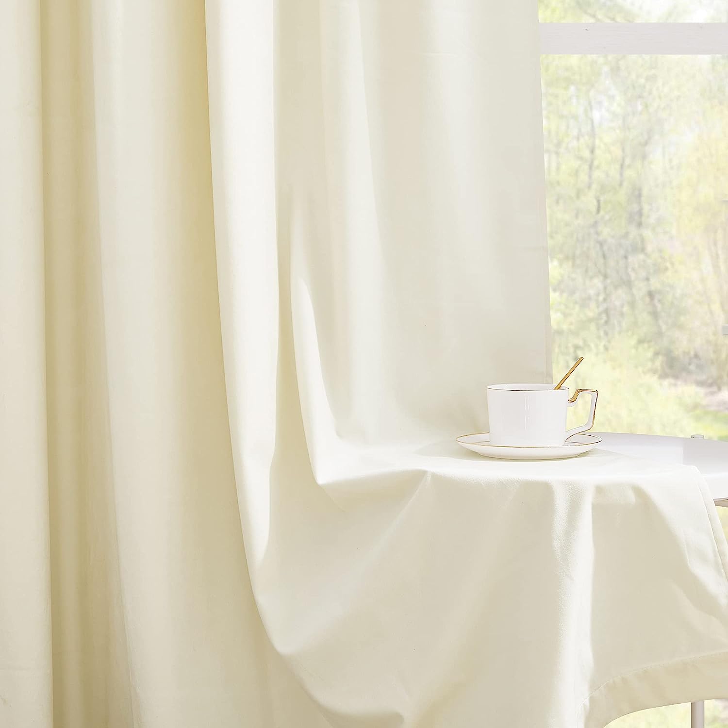 KNOTTING HOME Room Darkening Plain Velvet Eyelet Door Curtains for Living Room ,Bedroom ,Kitchen in Cream Color