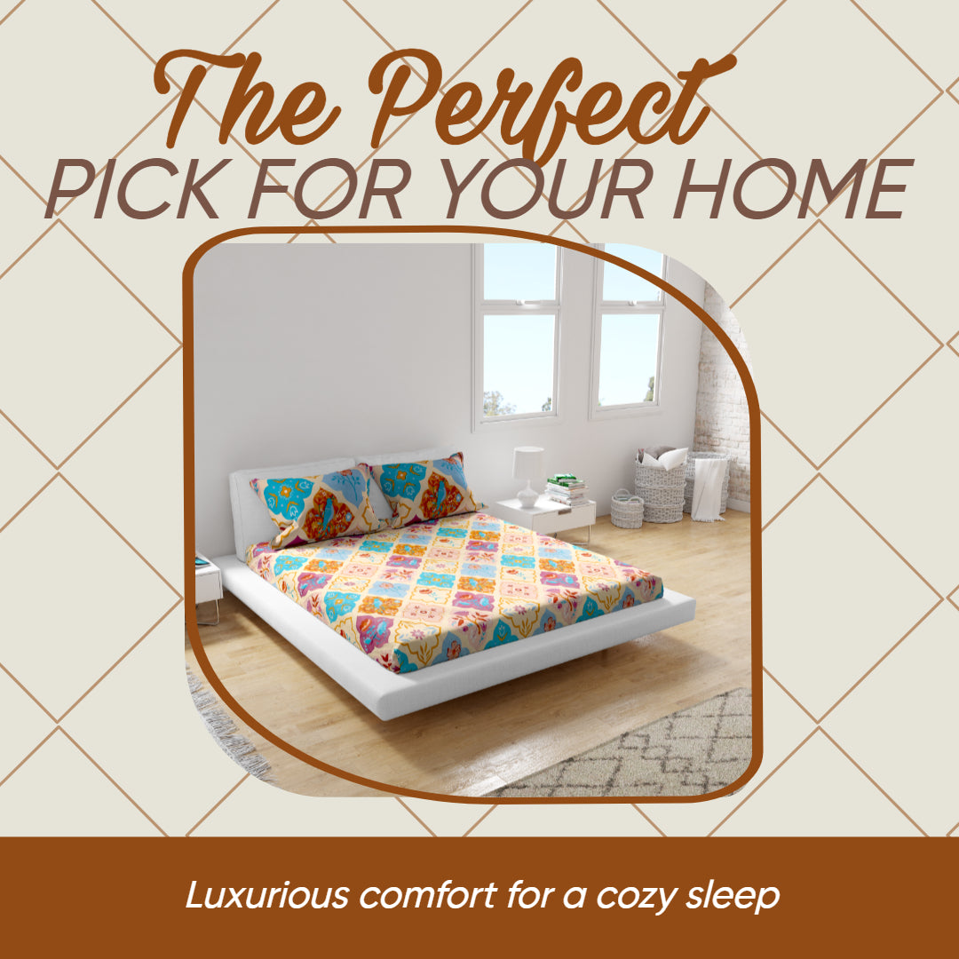 KNOTTING HOME Super Soft Microfiber 120 GSM Bedsheet with Pillow Cover | Printed Bed Sheet Set for Double Bed | Super Soft, Durable Chadar for Bedroom