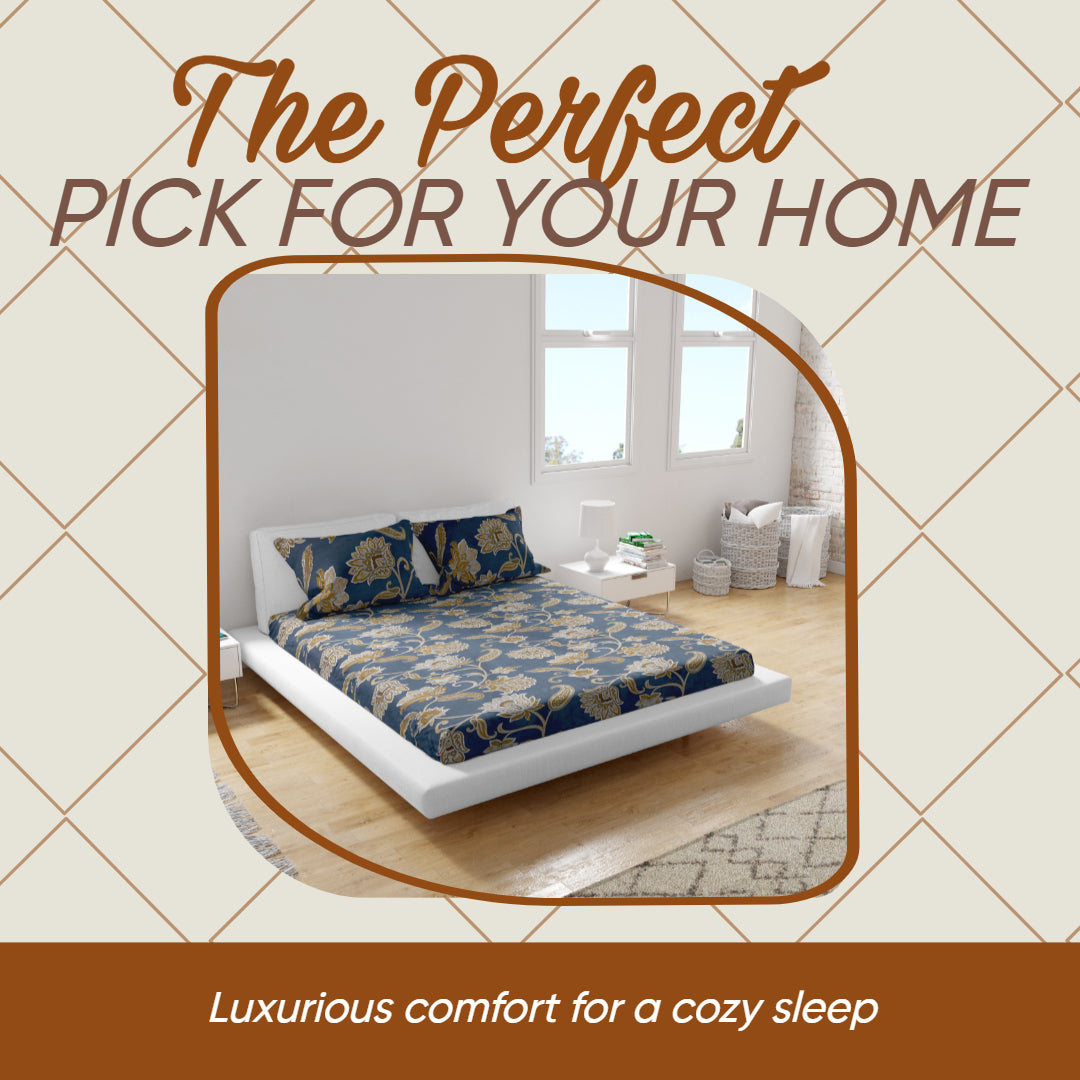 KNOTTING HOME Super Soft Microfiber 120 GSM Bedsheet with Pillow Cover | Printed Bed Sheet Set for Double Bed | Super Soft, Durable Chadar for Bedroom