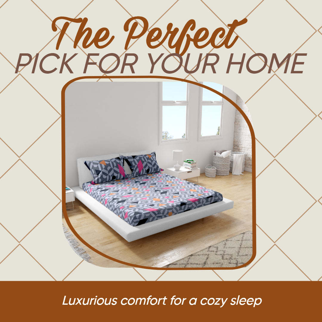 KNOTTING HOME Super Soft Microfiber 120 GSM Bedsheet with Pillow Cover | Printed Bed Sheet Set for Double Bed | Super Soft, Durable Chadar for Bedroom