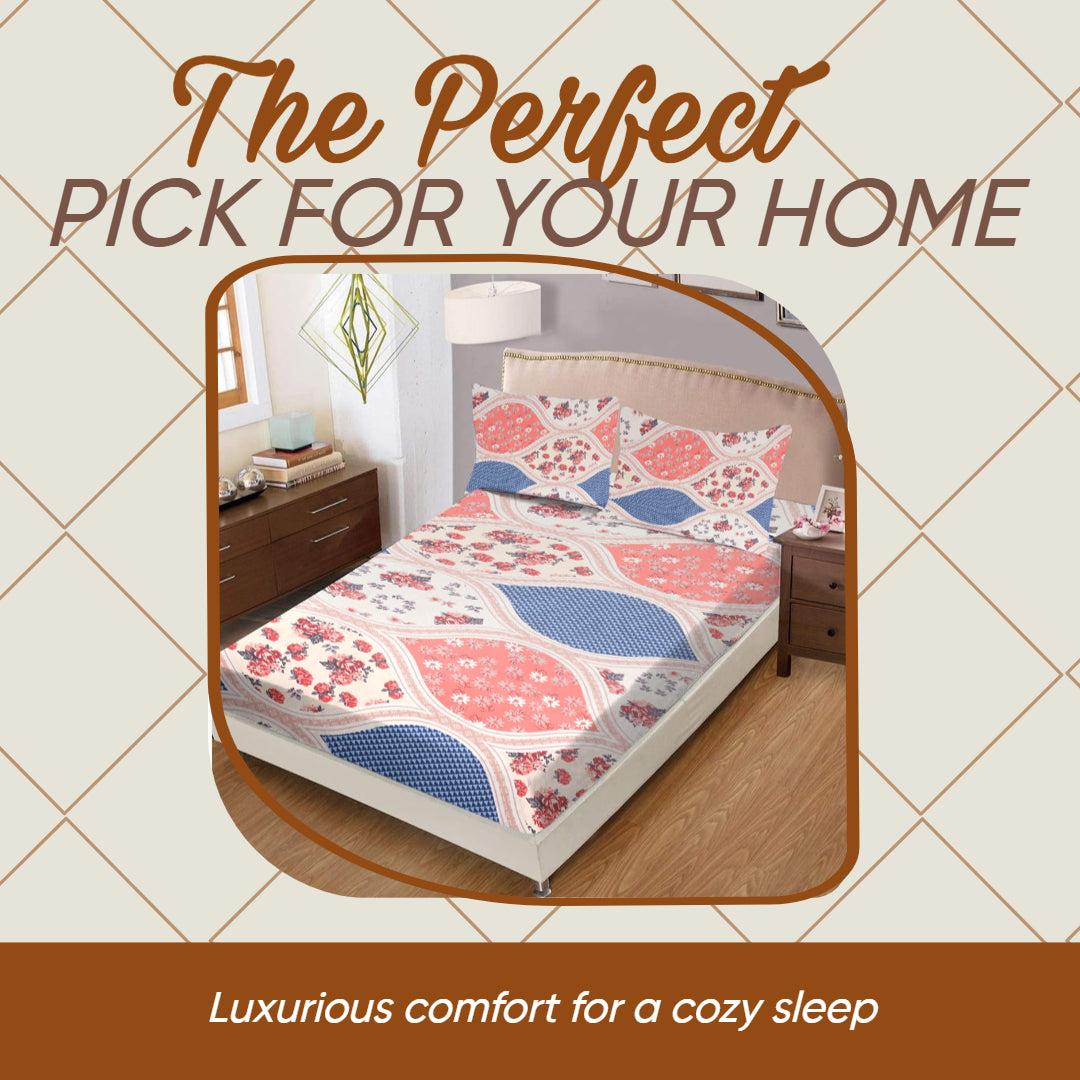 KNOTTING HOME Super Soft Microfiber 120 GSM Bedsheet with Pillow Cover | Printed Bed Sheet Set for Double Bed | Super Soft, Durable Chadar for Bedroom