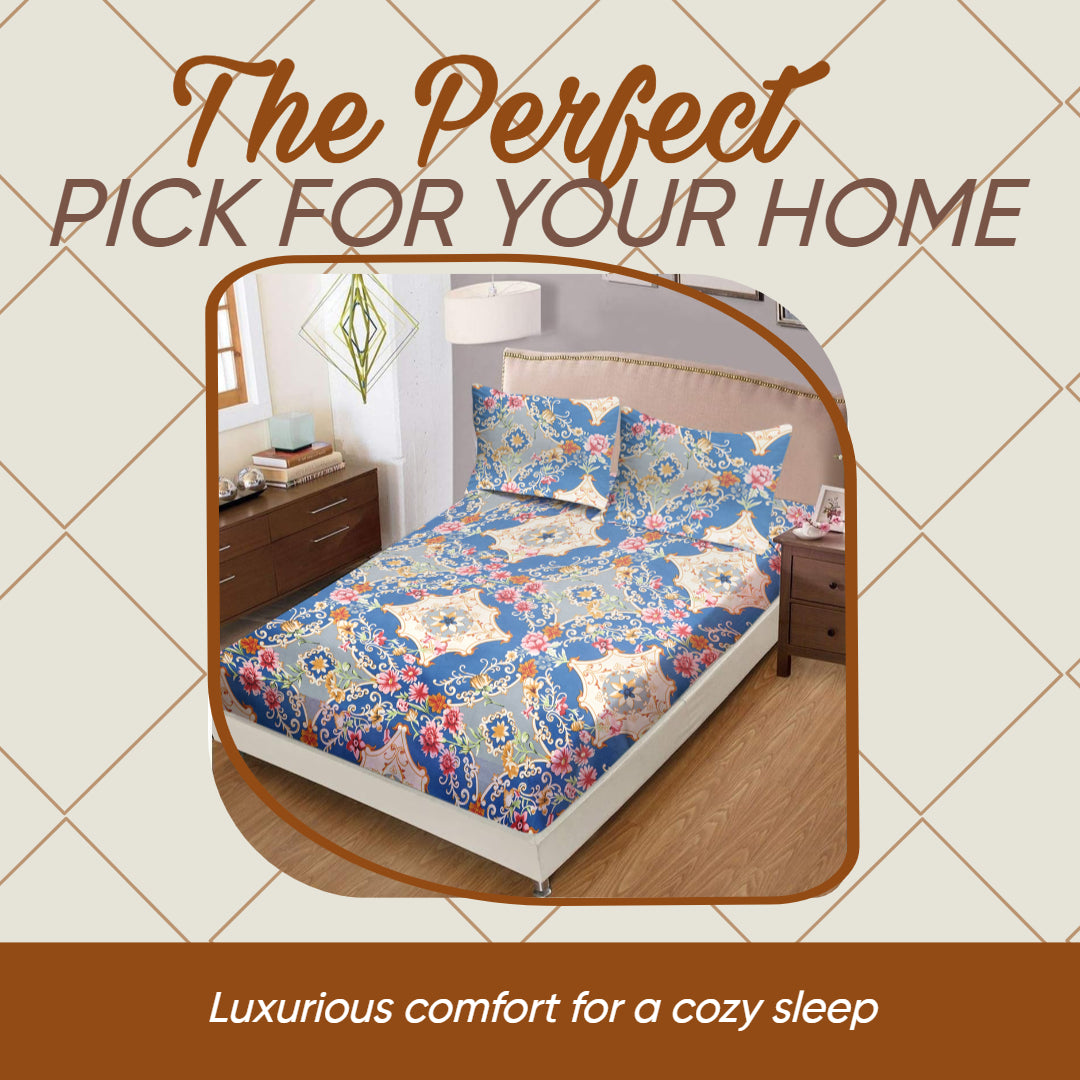 KNOTTING HOME Super Soft Microfiber 120 GSM Bedsheet with Pillow Cover | Printed Bed Sheet Set for Double Bed | Super Soft, Durable Chadar for Bedroom