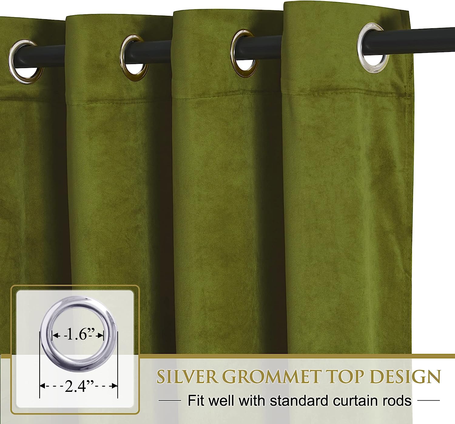 KNOTTING HOME Room Darkening Plain Velvet Eyelet Door Curtains for Living Room ,Bedroom ,Kitchen in Green Color