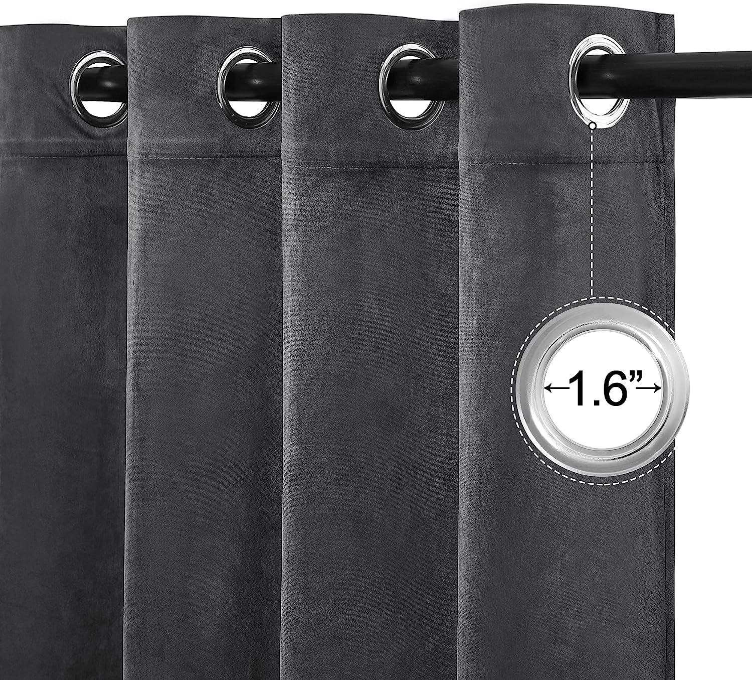 KNOTTING HOME Room Darkening Plain Velvet Eyelet Door Curtains for Living Room ,Bedroom ,Kitchen in Grey Color