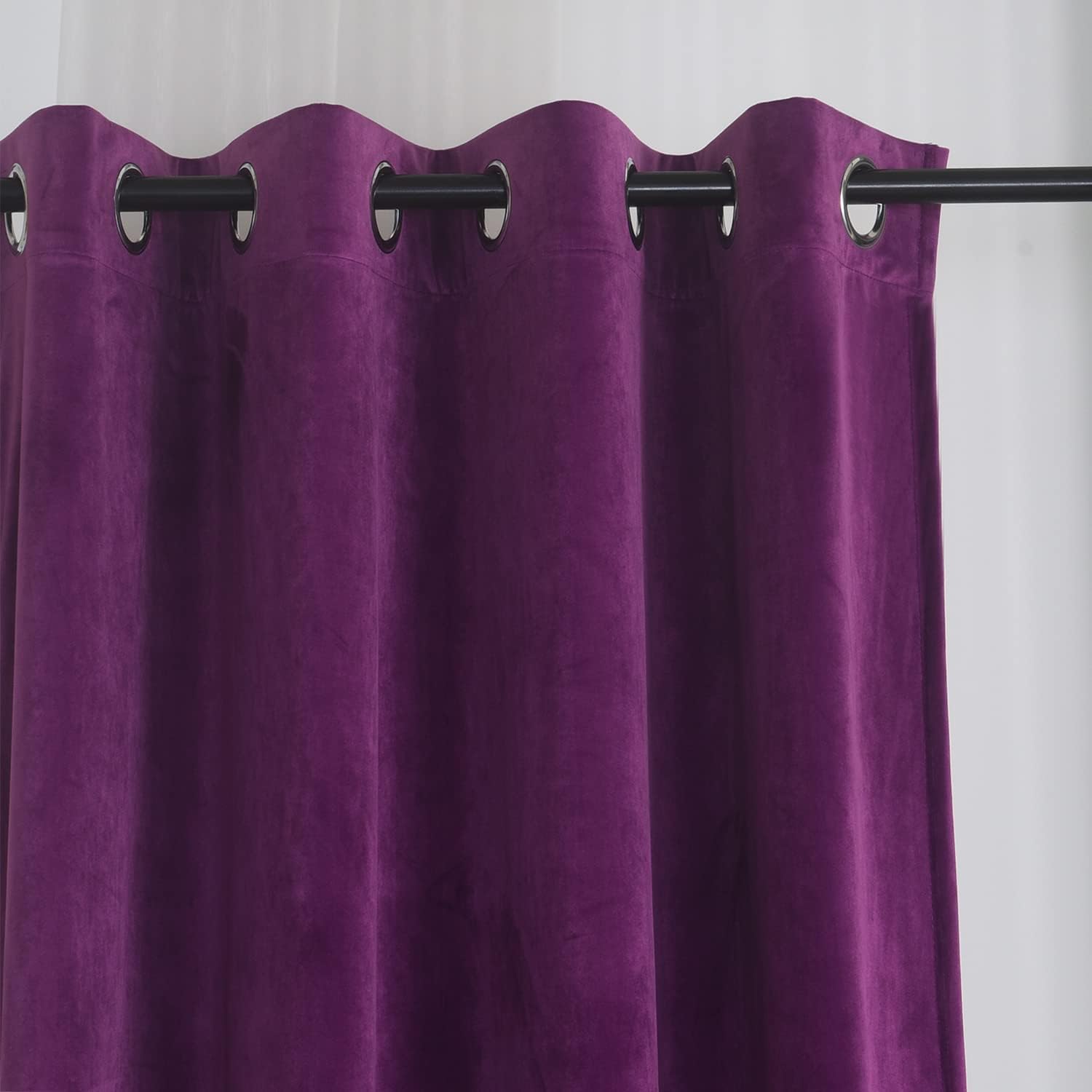KNOTTING HOME Room Darkening Plain Velvet Eyelet Door Curtains for Living Room ,Bedroom ,Kitchen in Purple Color